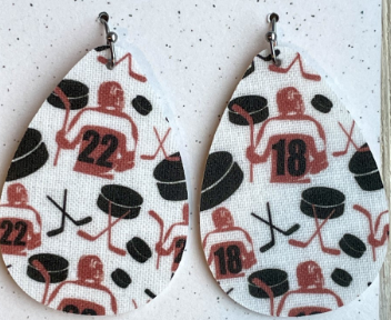 FHS BOYS HOCKEY CUSTOM PLAYER # DANGLE EARRINGS