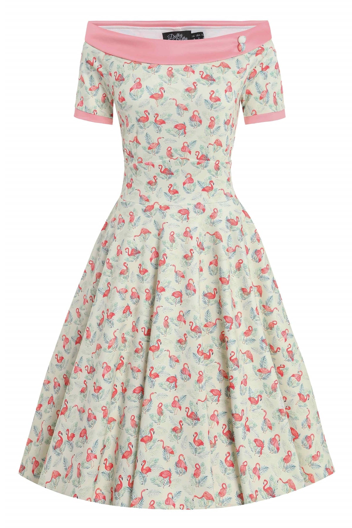 Darlene Pink Flamingo Off Shoulder Dress