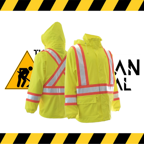 Forcefield flame-resistant (FR) hi-vis waterproof jacket in lime green.