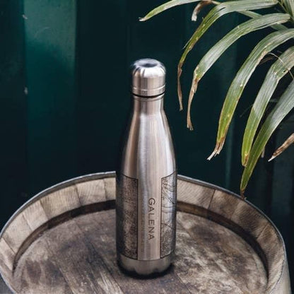 Galena Map Insulated Bottle in Stainless Steel