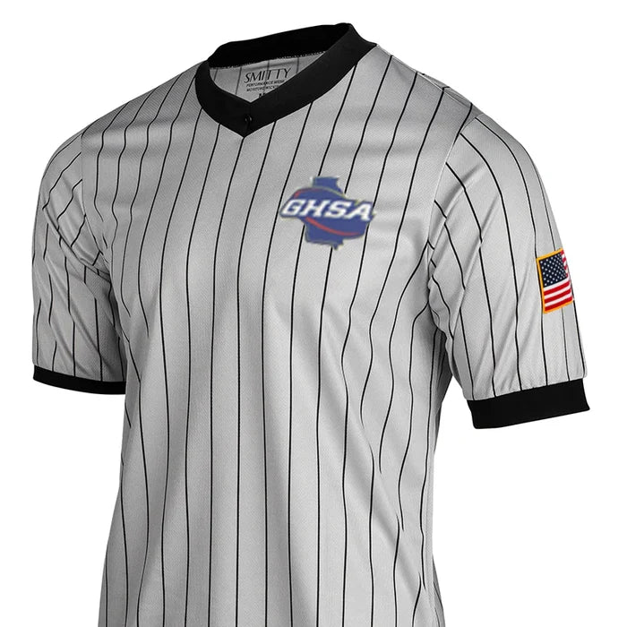 Georgia (GHSA) Smitty Body Flex Gray Pinstripe Referee Shirt