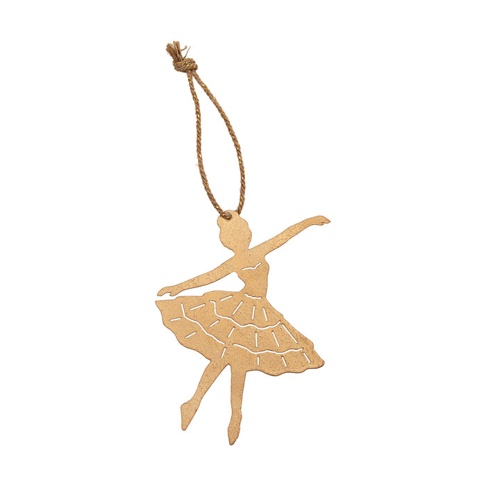 A Gold Ballerina Metal Ornament.