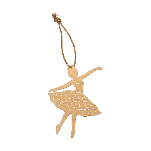 A Gold Ballerina Metal Ornament.