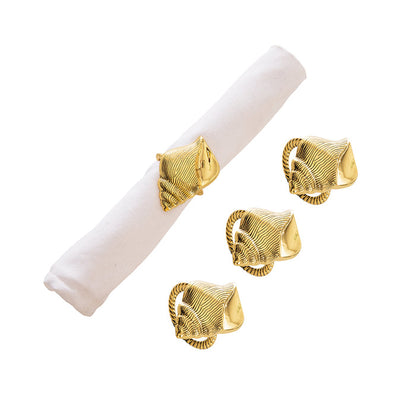 A Gold Conch Shell Napkin Ring, Set of 4.