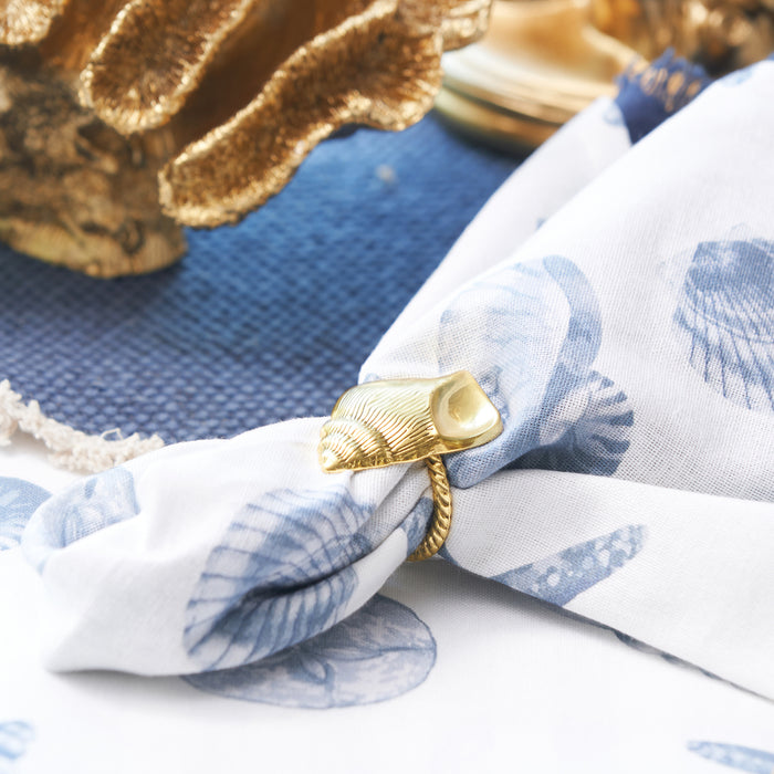 A Gold Conch Shell Napkin Ring, Set of 4.