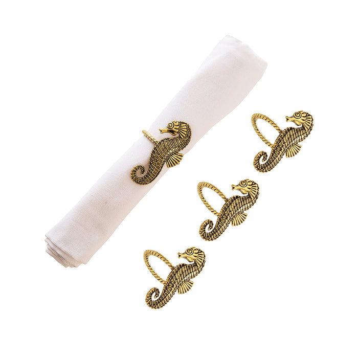 A Gold Seahorse Napkin Ring, Set of 4.