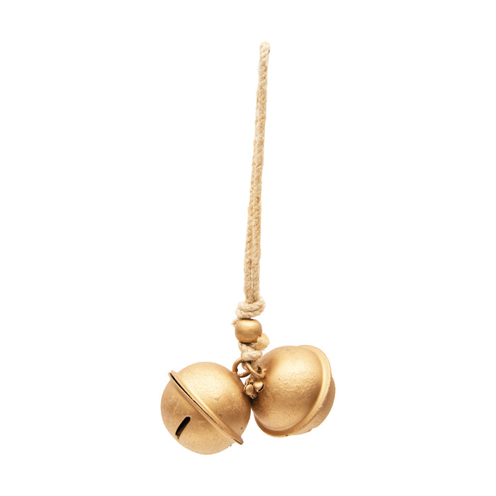 A Gold Sleigh Bells Ornament.