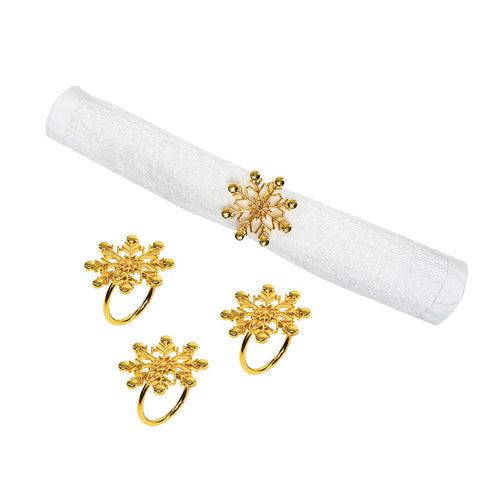 A Gold Winter Snowflake Napkin Ring, Set of 4.