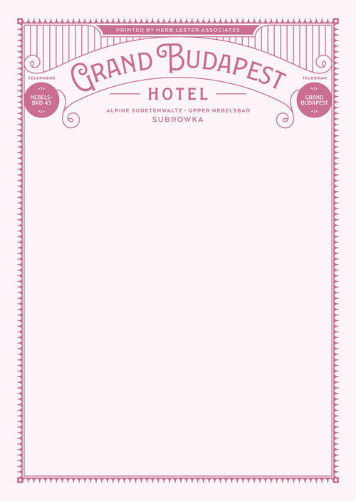 Grand Budapest Hotel: Fictional Hotel Notepad Set
