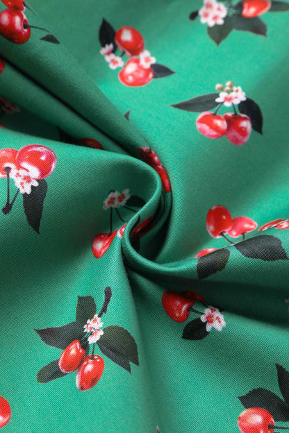 Grace Green Cherry Pleated Bust Dress