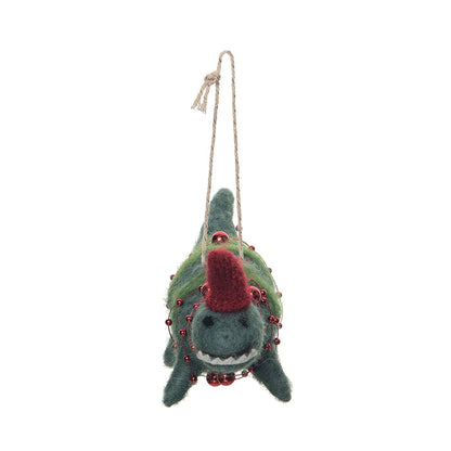 A Green Dinosaur Ornament.