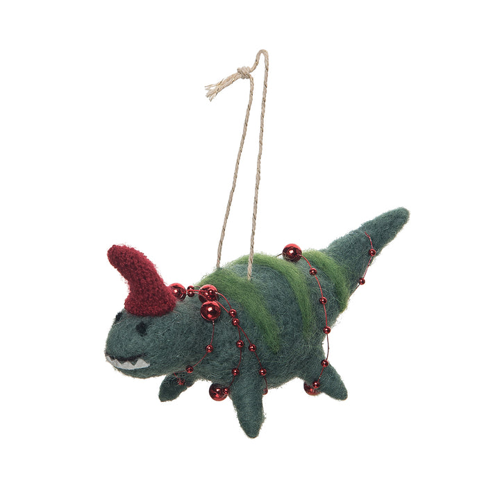 A Green Dinosaur Ornament.
