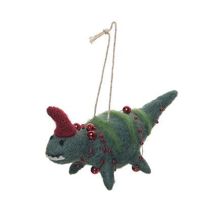 A Green Dinosaur Ornament.