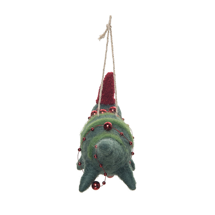 A Green Dinosaur Ornament.