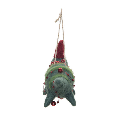 A Green Dinosaur Ornament.