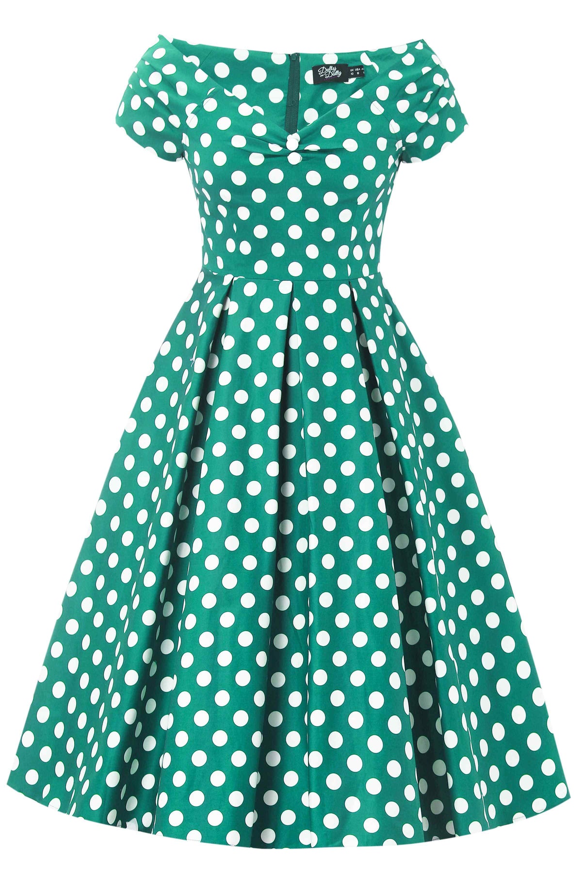 Lily Green Polka Dot Off Shoulder Dress