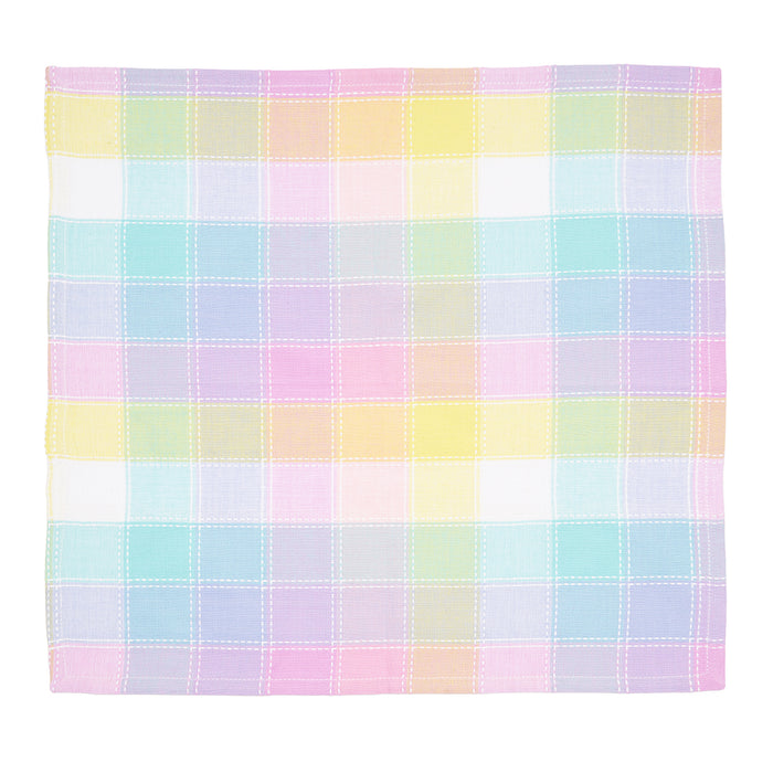 Hana Color Block Plaid Table Linens table linens displayed as a coordinated tabletop setting.