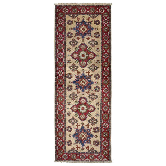 Kazak Rug Handmade Beige Medallion 5' Runner