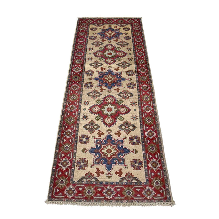 Kazak Rug Handmade Beige Medallion 5' Runner
