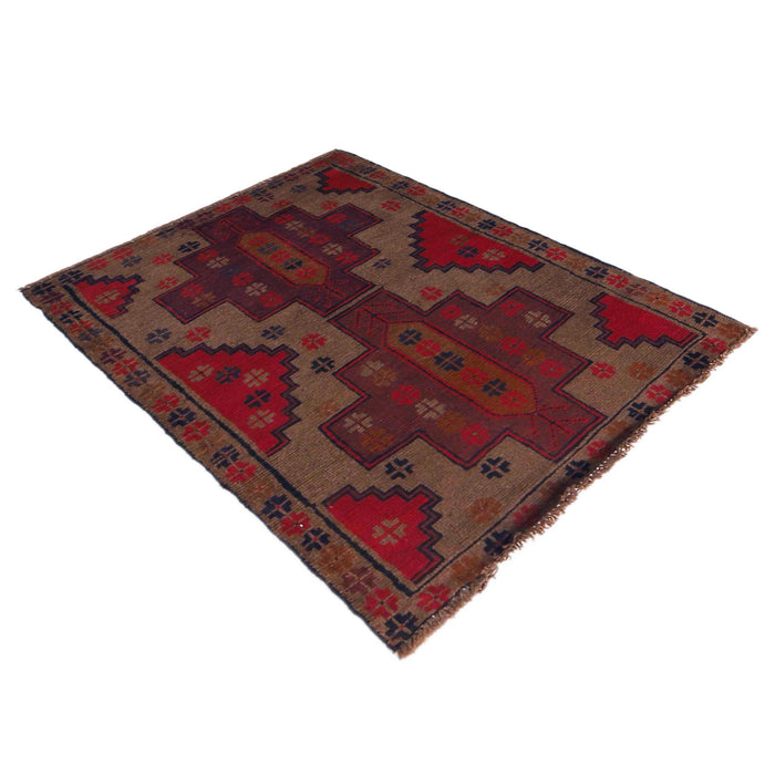Baluchi Rug Handmade Brown Geometric 2x4 ft