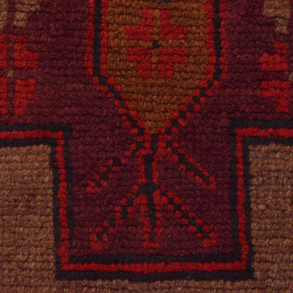 Baluchi Rug Handmade Brown Geometric 2x4 ft