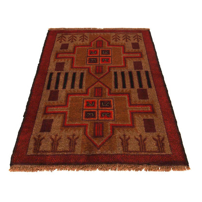 Baluchi Rug Handmade Brown Geometric 2x4 ft