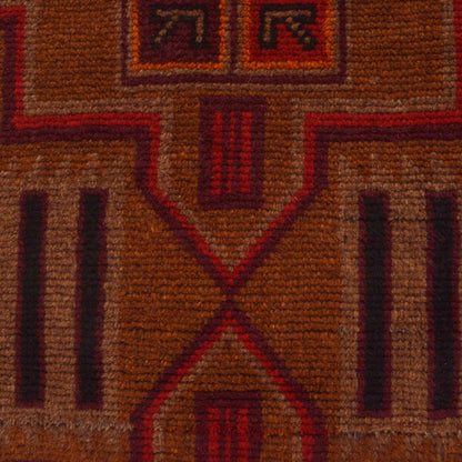 Baluchi Rug Handmade Brown Geometric 2x4 ft