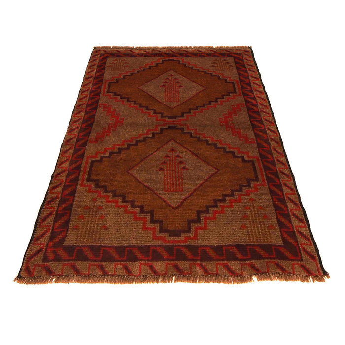 Baluchi Rug Handmade Brown Geometric 2x4 ft