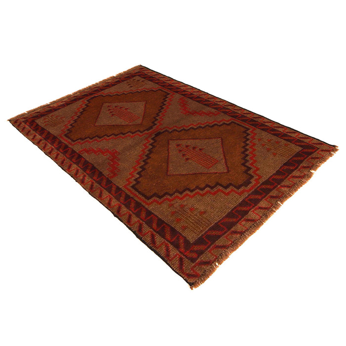 Baluchi Rug Handmade Brown Geometric 2x4 ft