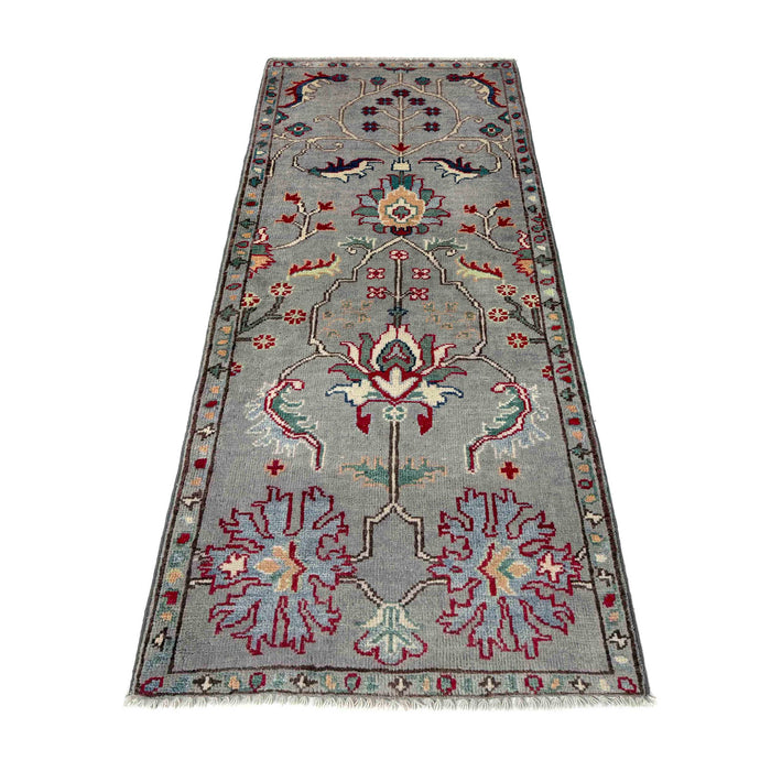 Sultani Area Rug Runner Handmade Gray Floral 5' Runner