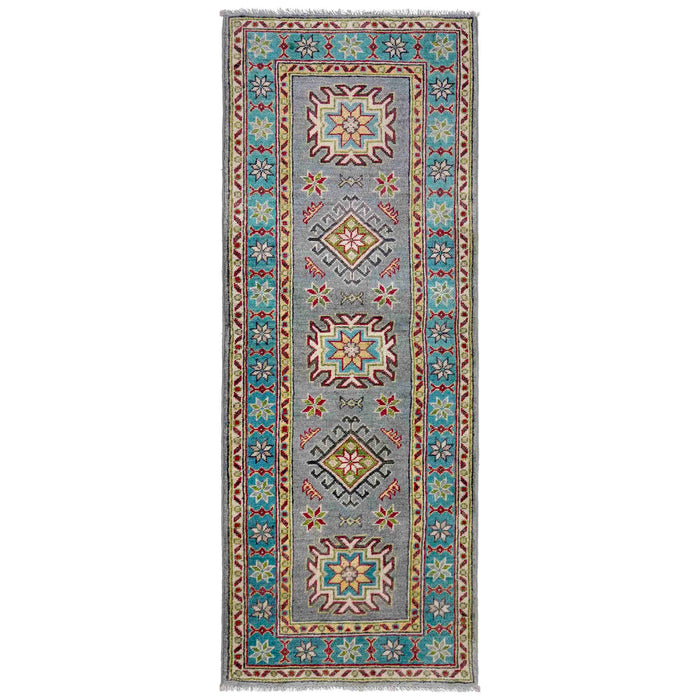 Kazak Rug Handmade Gray Medallion 5' Runner