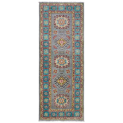 Kazak Rug Handmade Gray Medallion 5' Runner