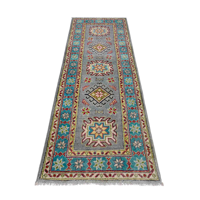 Kazak Rug Handmade Gray Medallion 5' Runner