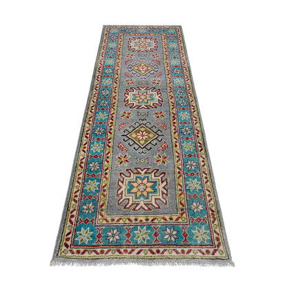 Kazak Rug Handmade Gray Medallion 5' Runner