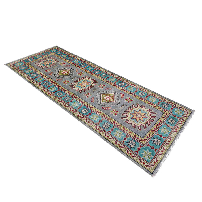 Kazak Rug Handmade Gray Medallion 5' Runner