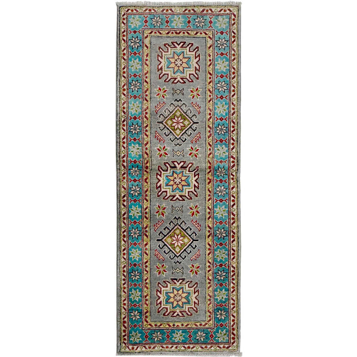 Kazak Rug Handmade Gray Medallion 5' Runner