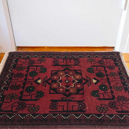 Handmade Wool Doormat Red Floral