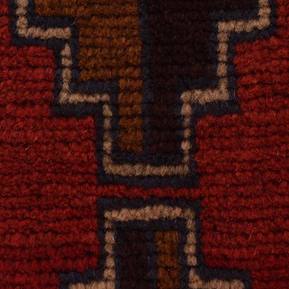 Baluchi Rug Handmade Red Geometric 3x5 ft