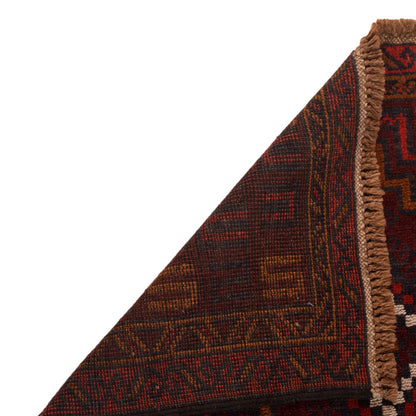 Baluchi Rug Handmade Red Geometric 3x5 ft