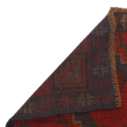 Baluchi Rug Handmade Red Geometric 2x4 ft