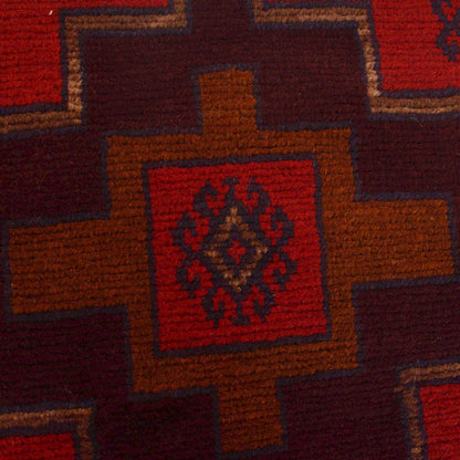 Baluchi Rug Handmade Red Geometric 2x4 ft