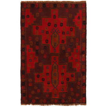 Baluchi Rug Handmade Red Geometric 2x4 ft