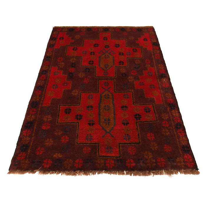 Baluchi Rug Handmade Red Geometric 2x4 ft