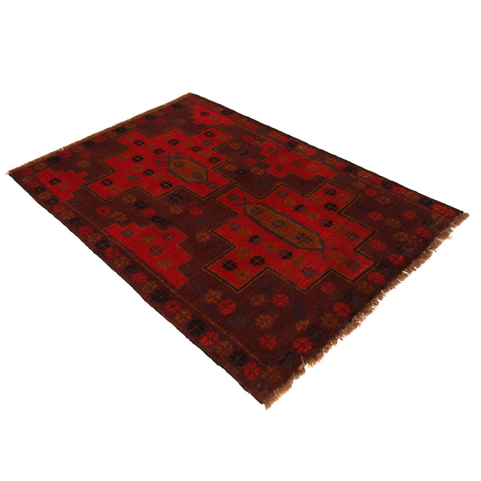 Baluchi Rug Handmade Red Geometric 2x4 ft