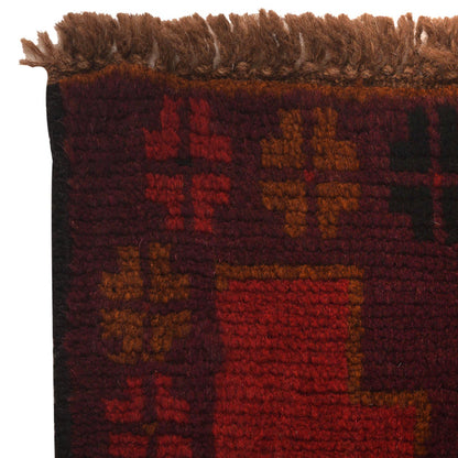 Baluchi Rug Handmade Red Geometric 2x4 ft