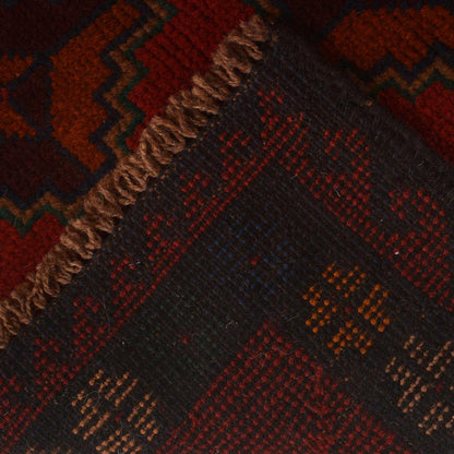 Baluchi Rug Handmade Red Geometric 2x4 ft
