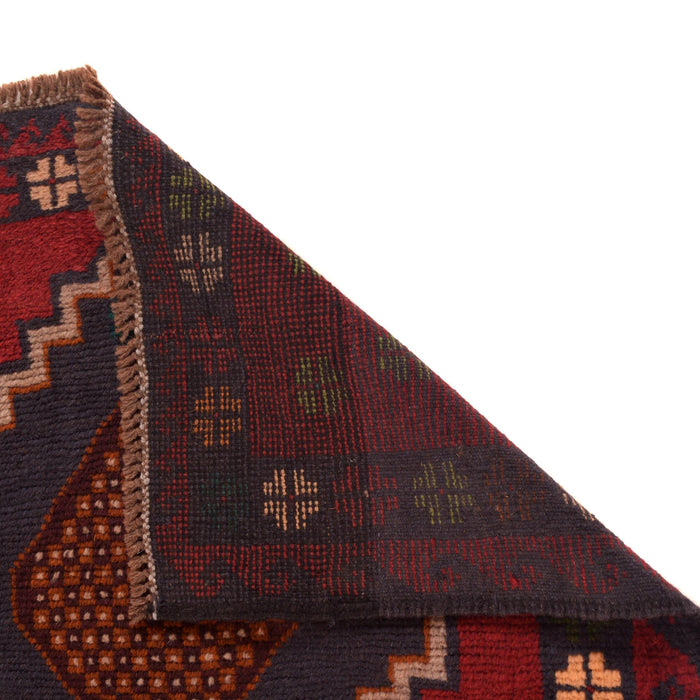 Baluchi Rug Handmade Red Geometric 3x5 ft