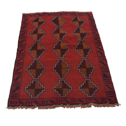 Baluchi Rug Handmade Red Geometric 2x4 ft