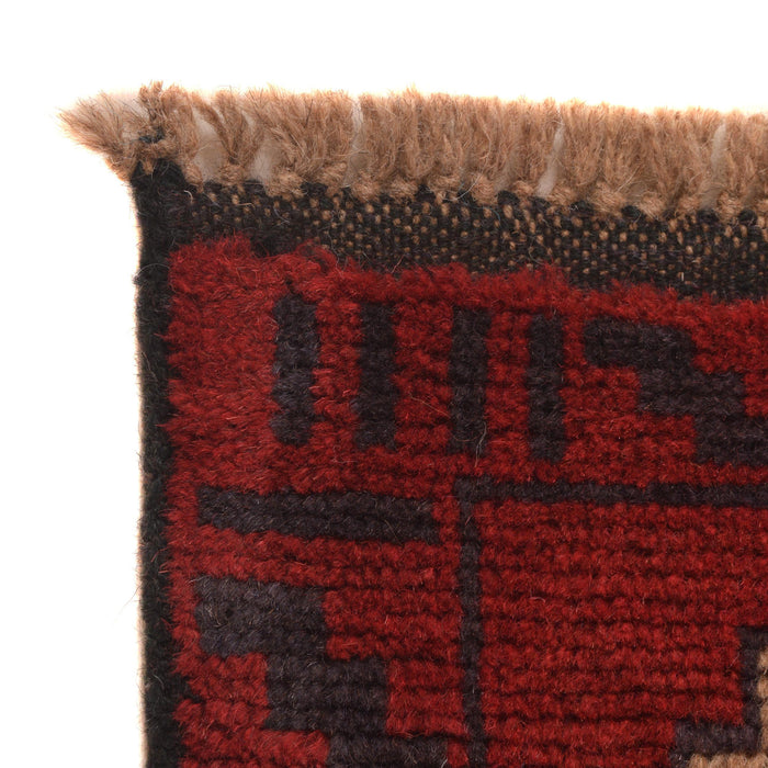 Baluchi Rug Handmade Red Geometric 3x5 ft