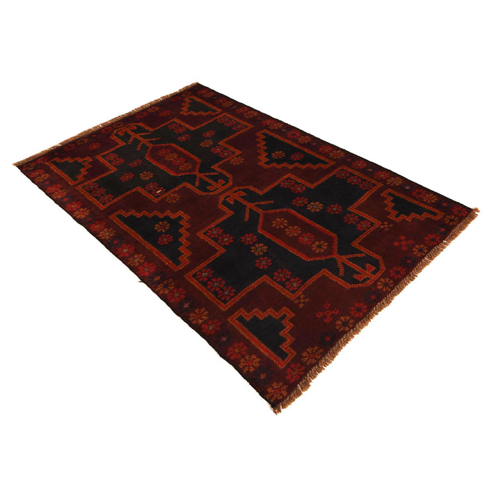 Baluchi Rug Handmade Red Geometric 2x4 ft